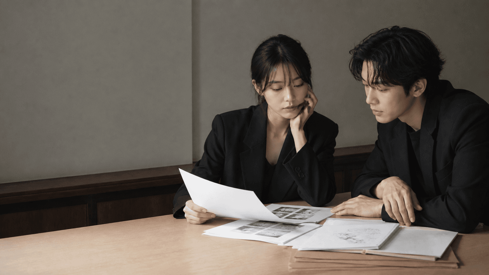 자료를 검토하는 상담 장면
